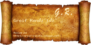 Greif Renátó névjegykártya